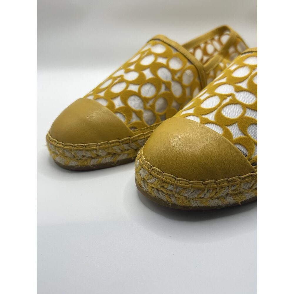 Coach Cleo Espadrille Mesh Signature Cc Mustard Yellow 8 NIB flats - Picture 7 of 10